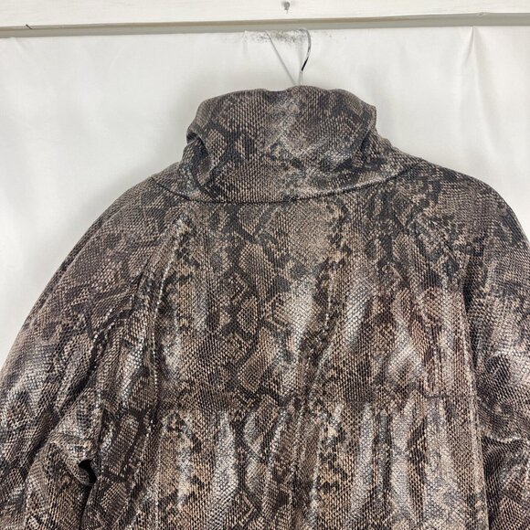 Blank NYC Brown Snakeskin Puffer Jacket Women's Size L - Picture 5 of 11